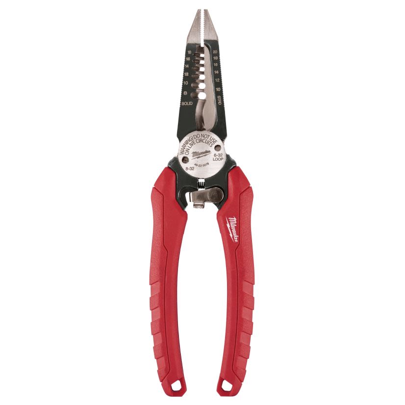 Milwaukee 48-22-3079 6-in-1 1-Handed Spring Loaded Combination Plier With Side Cutter and Wire Stripper, 2-1/4 in L x 1-1/2 in W Forged Alloy Steel Jaw, 7-1/2 in OAL